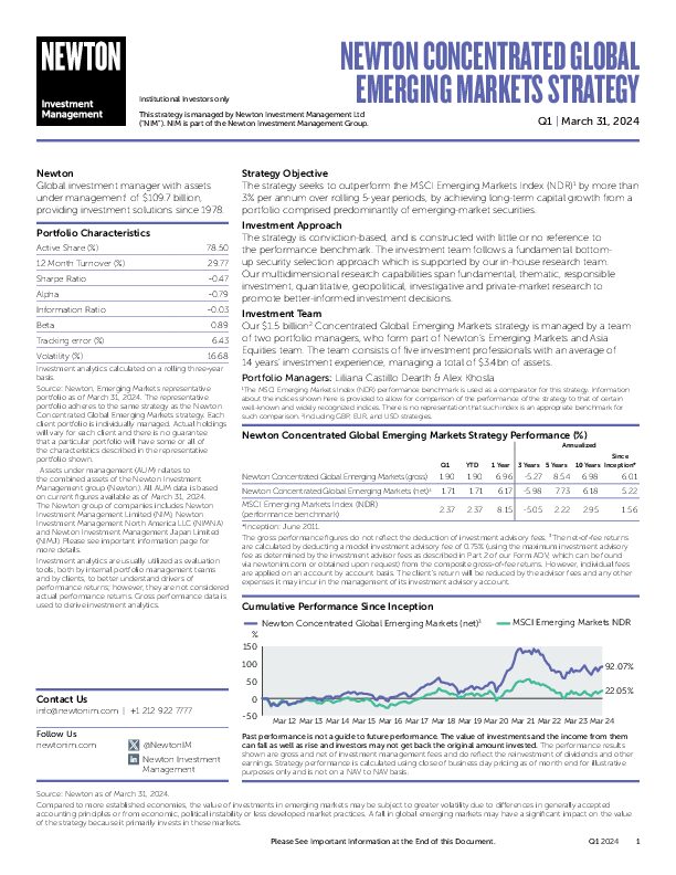 NIMNA Global Emerging Markets Equity strategy factsheet
