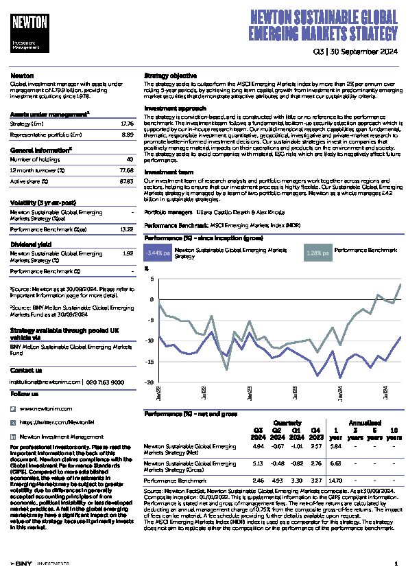 UK Inst Sustainable Global Emerging Markets strategy factsheet