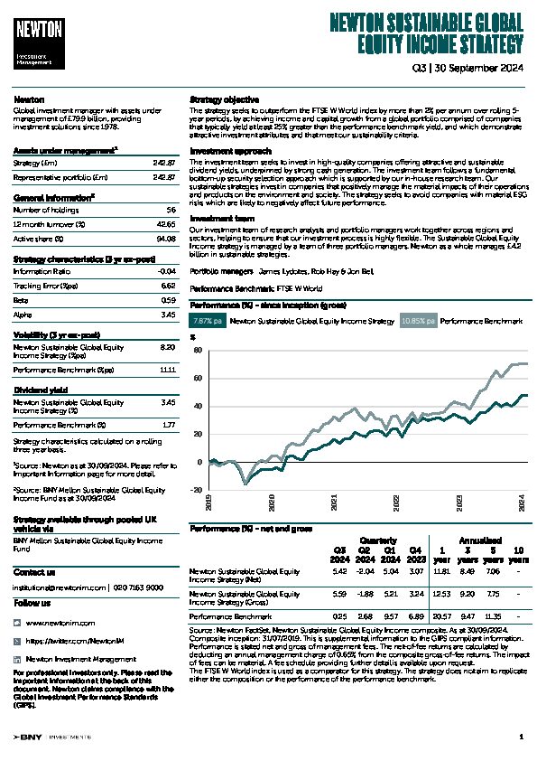 UK Inst Sustainable Global Equity Income strategy factsheet