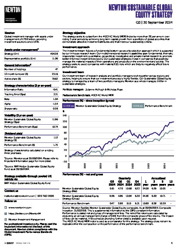 UK Inst Sustainable Global Equity strategy factsheet