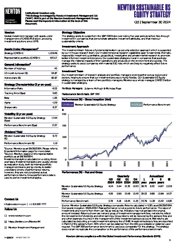 CAN Sustainable US Equity strategy factsheet