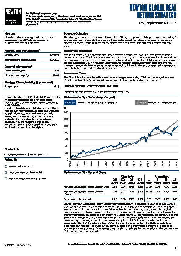 NIMNA Global Real Return strategy factsheet